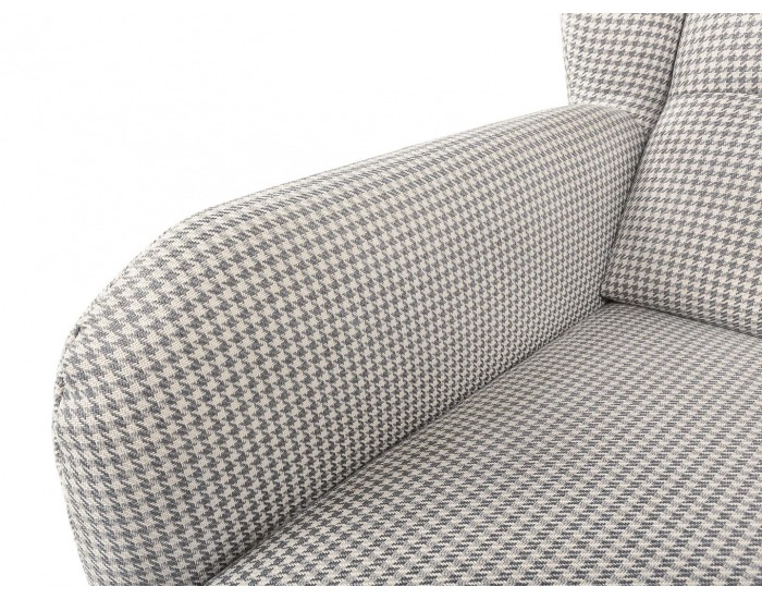 Kreslo (ušiak) Pasos - sivý vzor / drevo (TX002)