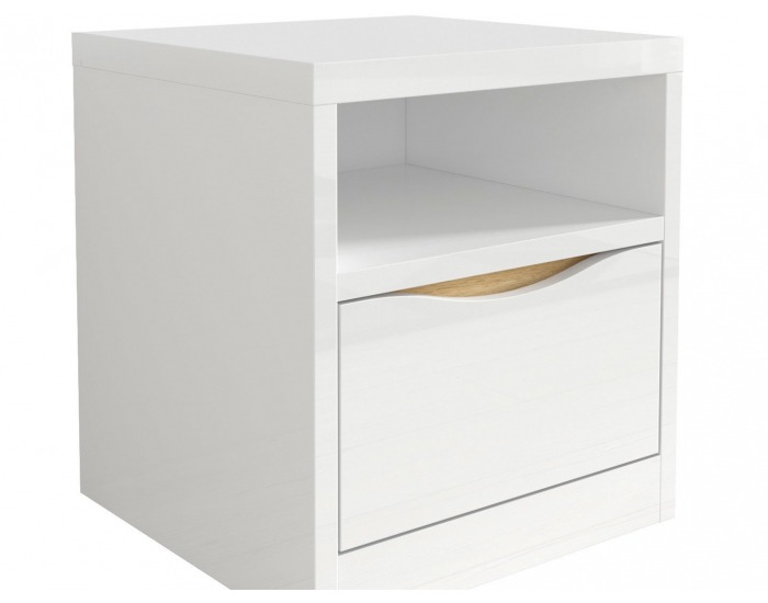 Nočný stolík Pori KNT1S - biely lesk / dub poľský