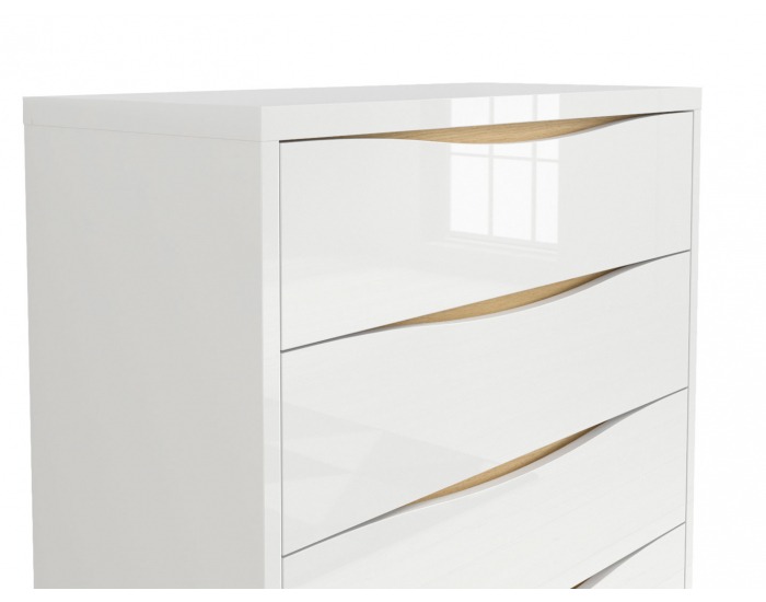 Komoda Pori KOM4S1E - biely lesk / dub poľský