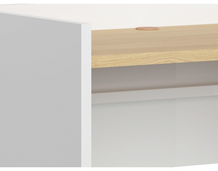 Písací stôl Princeton BIU/120 - biely lesk / dub poľský