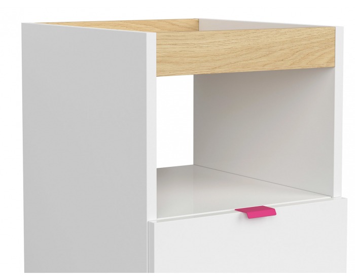 Kontajner Princeton KNT1S - biely lesk / dub poľský / fuksia