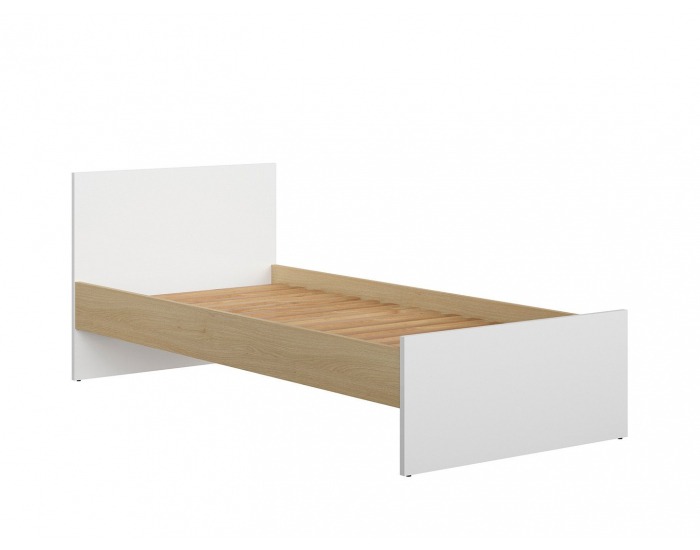 Posteľový rám Princeton LOZ/90 - biely lesk / dub poľský