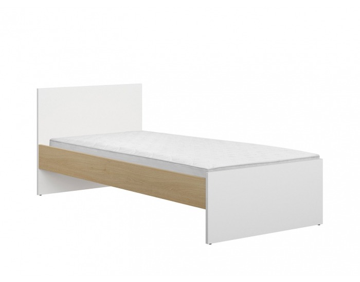 Posteľový rám Princeton LOZ/90 - biely lesk / dub poľský