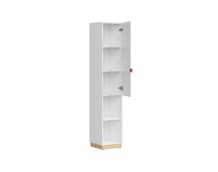 Regál Princeton REG1D/35 - biely lesk / dub poľský / fuksia