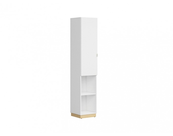 Regál Princeton REG1D/35 - biely lesk / dub poľský / sivá