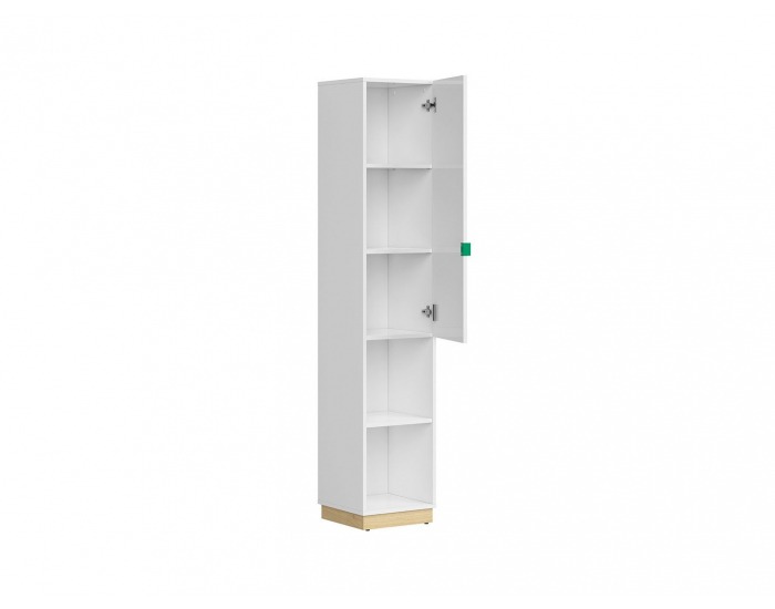 Regál Princeton REG1D/35 - biely lesk / dub poľský / zelená