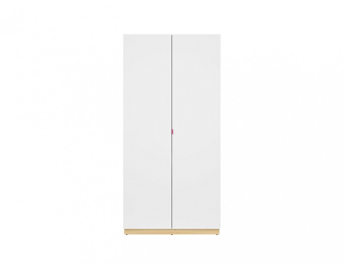 Šatníková skriňa Princeton SZF2D - biely lesk / dub poľský / fuksia