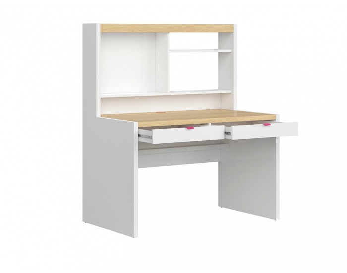 Zásuvka k písaciemu stolu (2 ks) Princeton SZU/BIU - biely lesk / fuksia