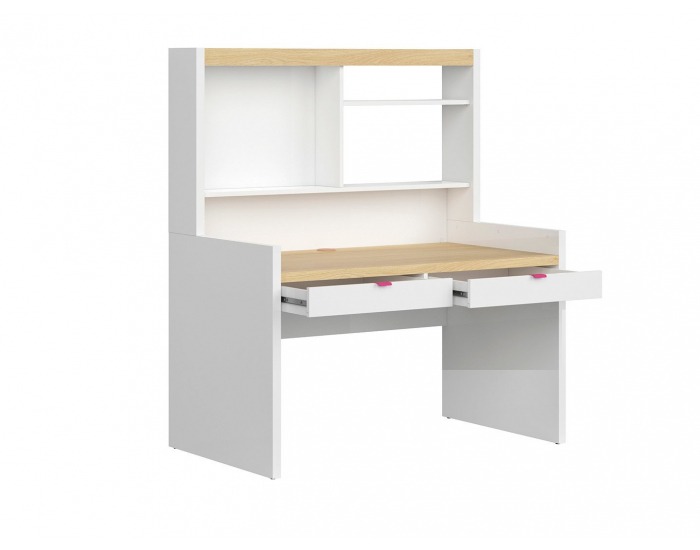 Zásuvka k písaciemu stolu (2 ks) Princeton SZU/BIU - biely lesk / fuksia