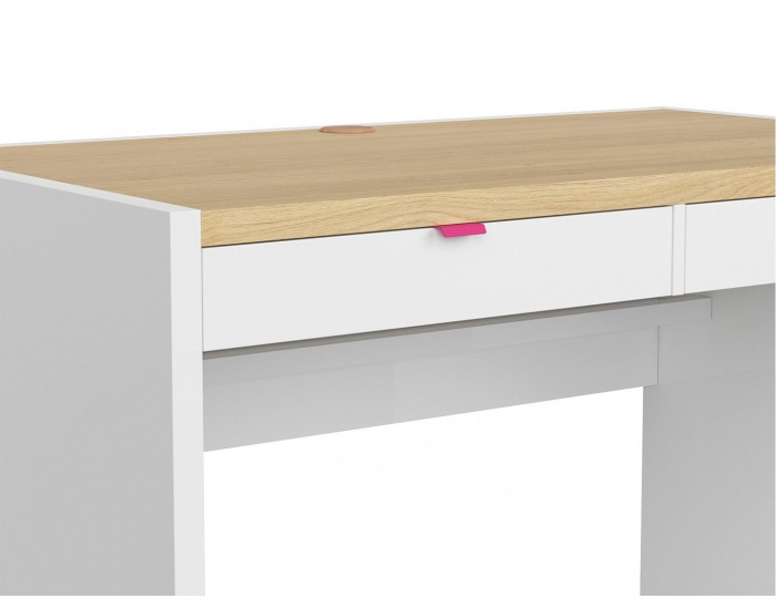 Zásuvka k písaciemu stolu (2 ks) Princeton SZU/BIU - biely lesk / fuksia