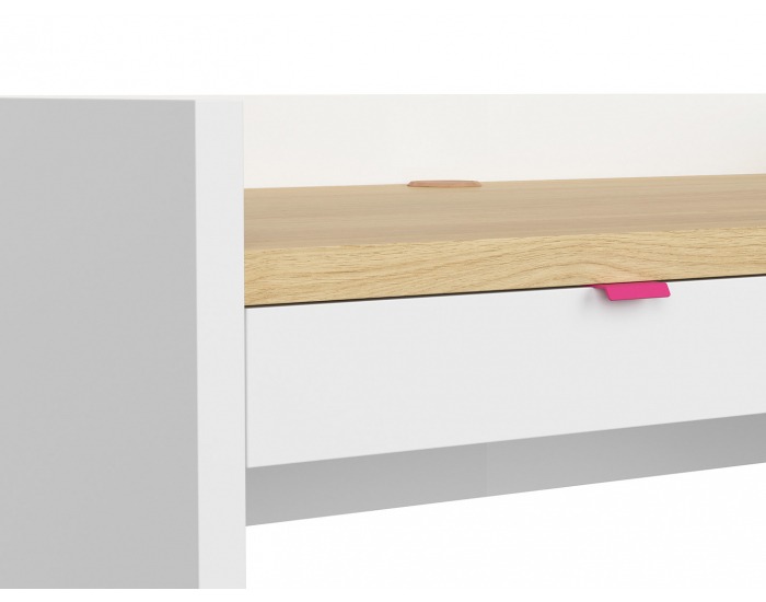 Zásuvka k písaciemu stolu (2 ks) Princeton SZU/BIU - biely lesk / fuksia