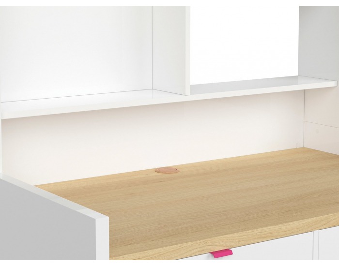 Zásuvka k písaciemu stolu (2 ks) Princeton SZU/BIU - biely lesk / fuksia