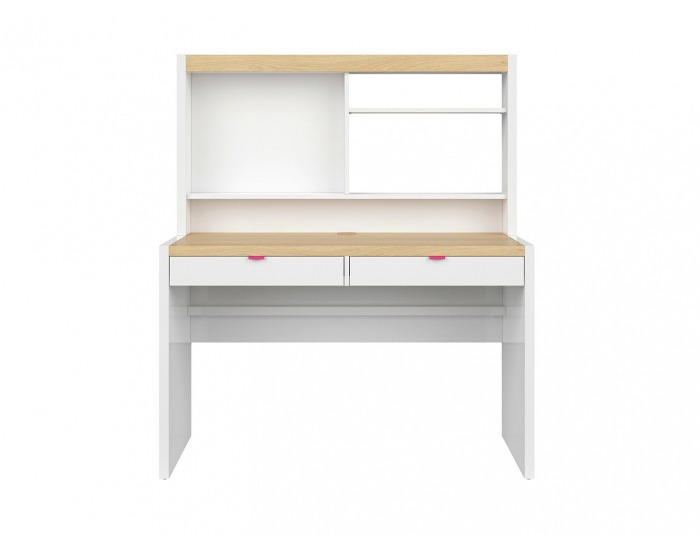 Zásuvka k písaciemu stolu (2 ks) Princeton SZU/BIU - biely lesk / fuksia