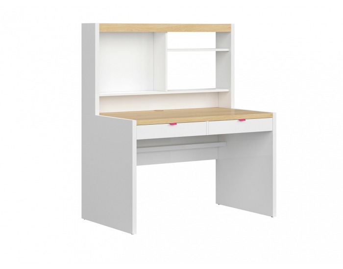 Zásuvka k písaciemu stolu (2 ks) Princeton SZU/BIU - biely lesk / fuksia