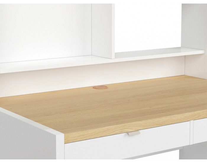 Zásuvka k písaciemu stolu (2 ks) Princeton SZU/BIU - biely lesk / sivá