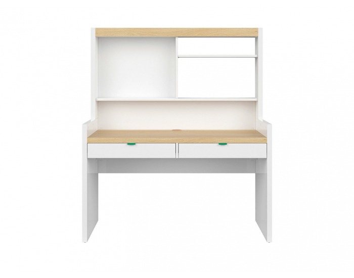 Zásuvka k písaciemu stolu (2 ks) Princeton SZU/BIU - biely lesk / zelená