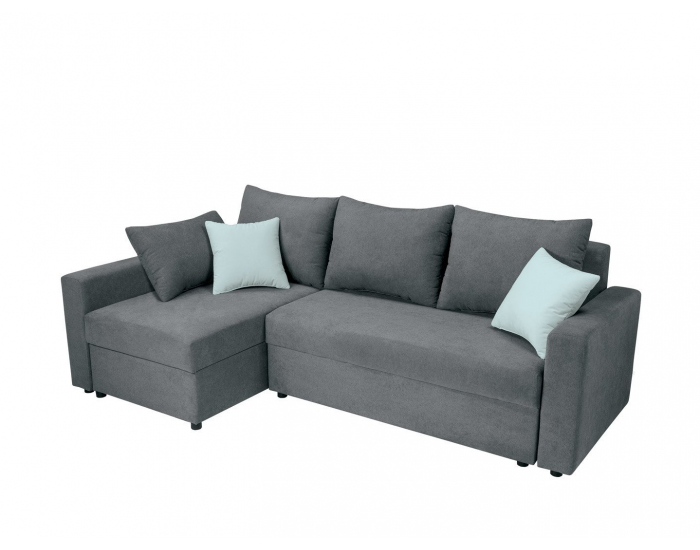 Rohová sedačka s rozkladom Przemek IV Lux L/P - sivá / svetlomodrá