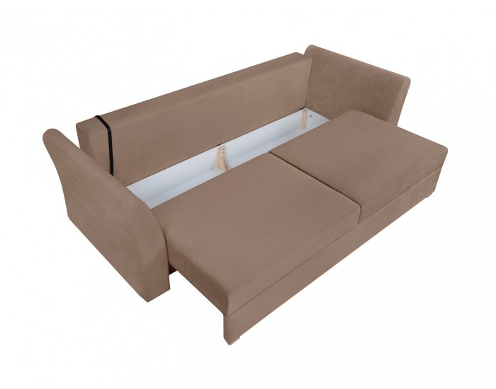 Pohovka s rozkladom a úložným priestorom Ronda Lux - hnedá / béžová / vzor / drevo (TX002)