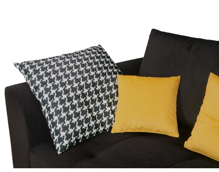 Pohovka s rozkladom a úložným priestorom Royal IV Mega Lux - čierna / žltá / vzor