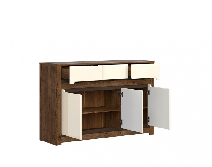 Komoda Ruso KOM3D3S - dub april / perleťový lesk