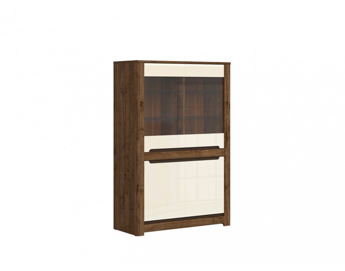 Vitrína Ruso REG2W2D - dub april / perleťový lesk