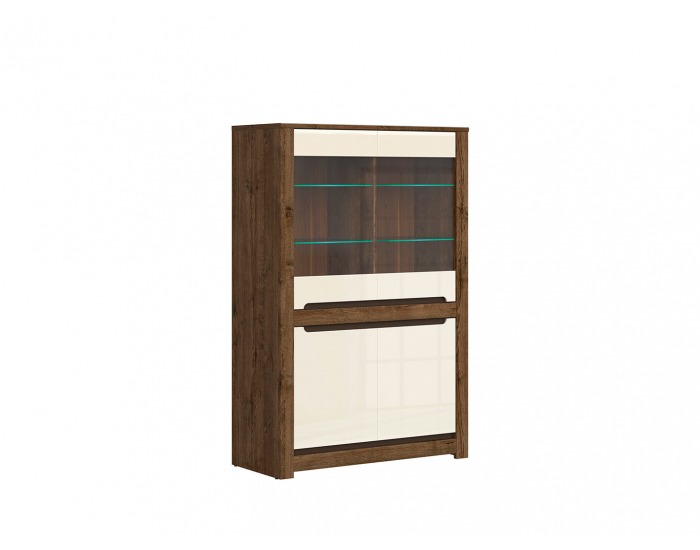 Vitrína Ruso REG2W2D - dub april / perleťový lesk