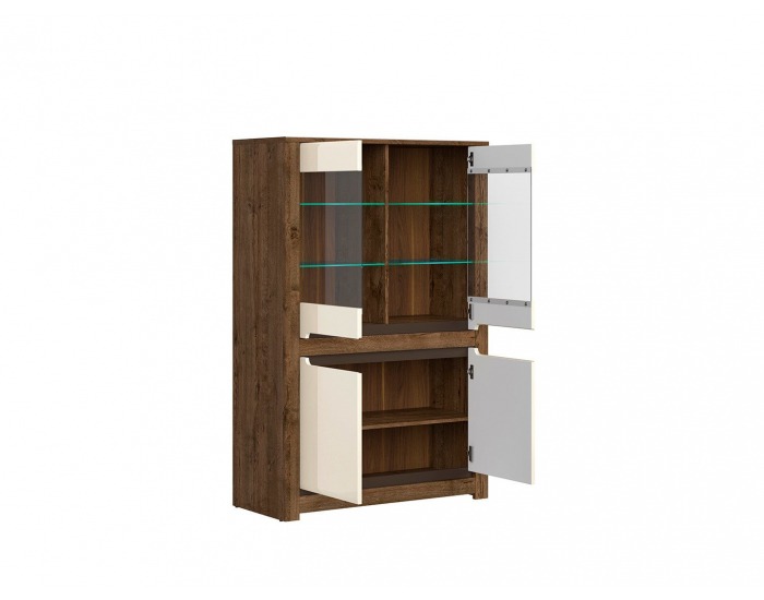 Vitrína Ruso REG2W2D - dub april / perleťový lesk