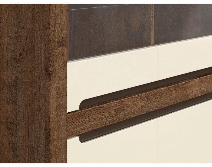 Vitrína Ruso REG2W2D - dub april / perleťový lesk