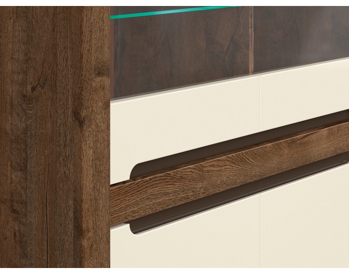 Vitrína Ruso REG2W2D - dub april / perleťový lesk