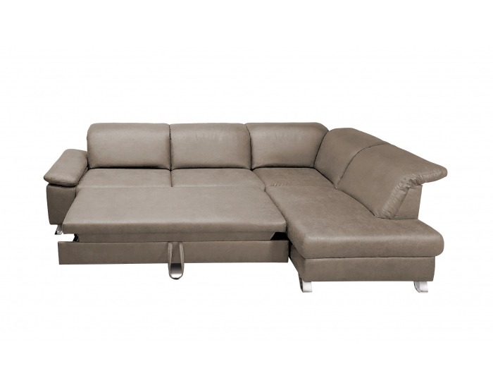 Rohová sedačka s rozkladom a úložným priestorom Salerno P - svetlohnedá / chróm