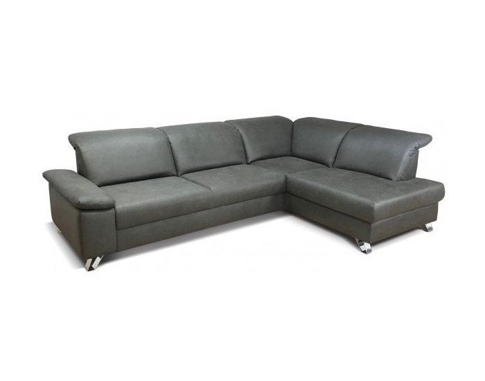 Rohová sedačka s rozkladom a úložným priestorom Salerno P - tmavosivá / chróm