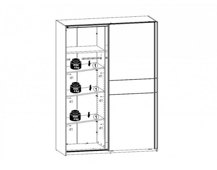 Šatníková skriňa s posuvnými dverami Salins SZF/153 - smrekovec sibiu svetlý / borovica larico