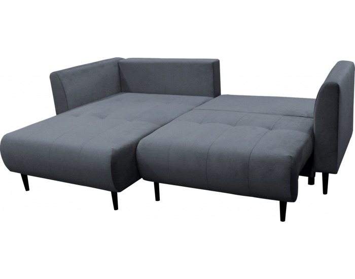 Rohová sedačka s rozkladom a úložným priestorom Uno L - tmavosivá / vzor / svetlosivá / čierna