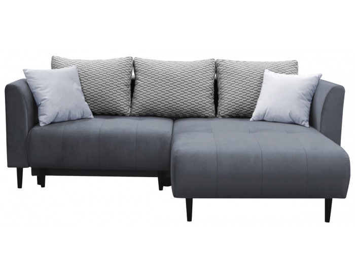 Rohová sedačka s rozkladom a úložným priestorom Uno P - tmavosivá / vzor / svetlosivá / čierna