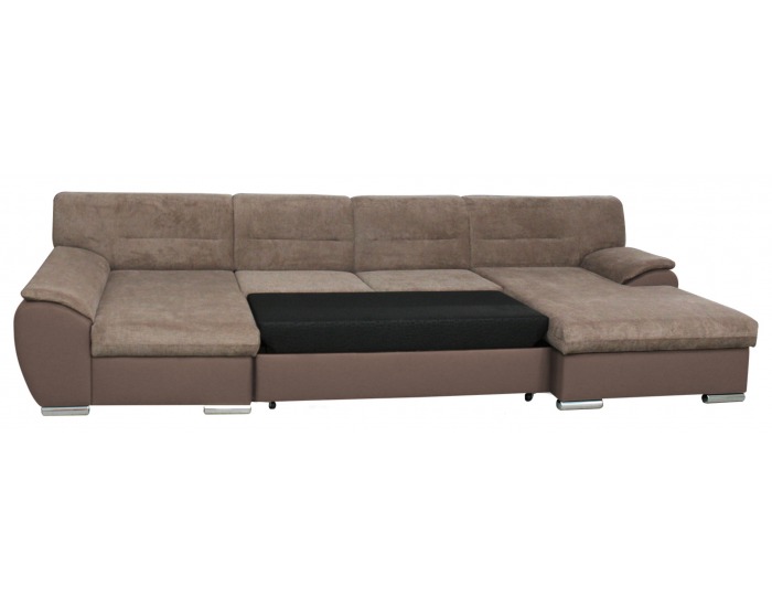 Rohová sedačka U s rozkladom Veratti U L - tmavosivá / satyna