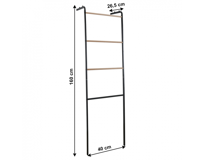 Rebríkový sušiak na prádlo Buby - čierna / buk