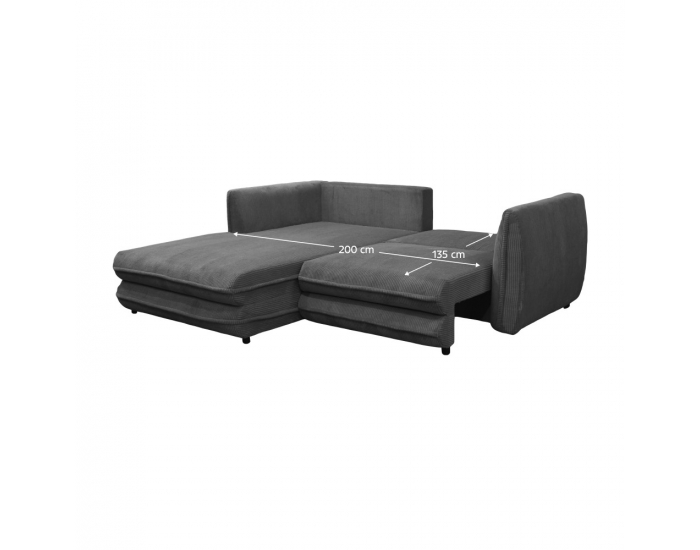 Rohová sedačka s rozkladom a úložným priestorom Buster Roh L - sivá