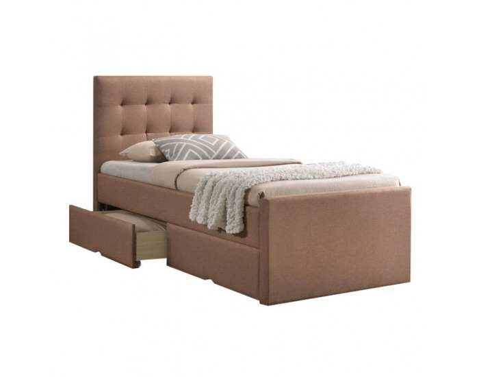 Čalúnená jednolôžková posteľ s roštom Viska 90 - svetlohnedá