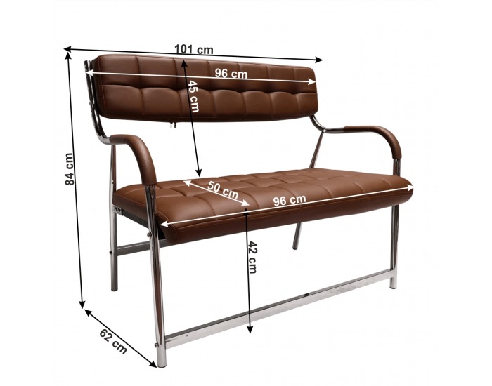 Čalúnená lavica (2-miestna) do čakární Ilkin - hnedá / chróm