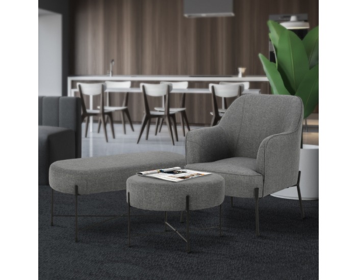 Čalúnená lavica Matir - sivá / čierna