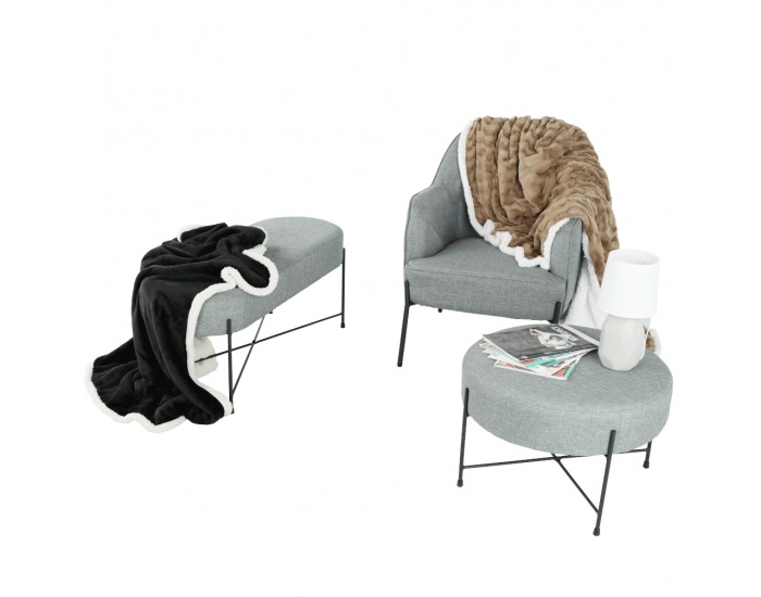 Čalúnená lavica Matir - sivá / čierna