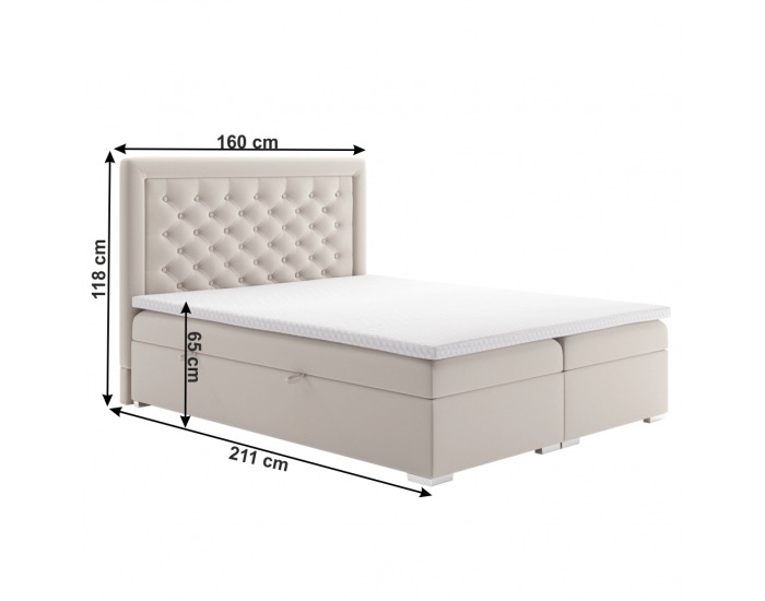 Čalúnená manželská posteľ s matracom Dorman 160x200 cm - krémová