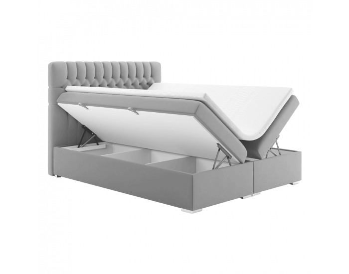 Čalúnená manželská posteľ s matracom Fonda 160x200 cm - svetlosivá