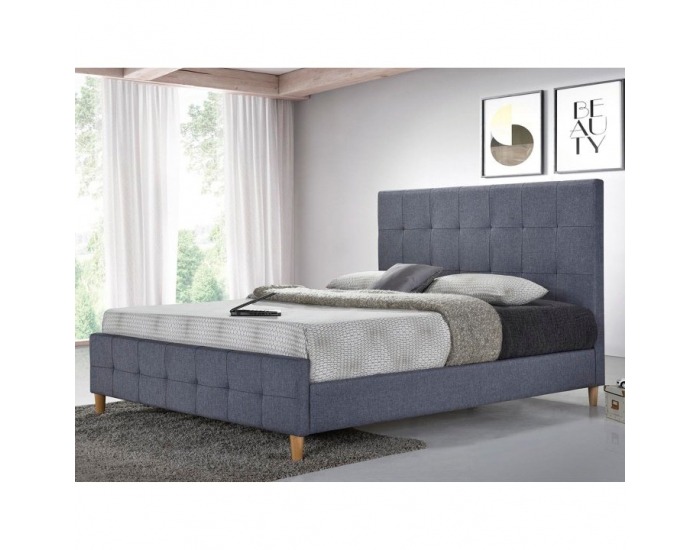 Čalúnená manželská posteľ s roštom Balder New 180 - sivá / prírodná