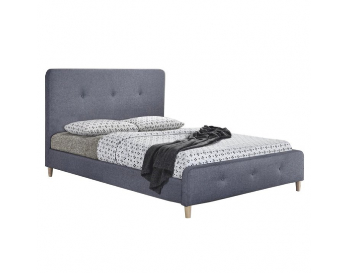 Čalúnená manželská posteľ s roštom Colon New 160 - tmavosivá / prírodná