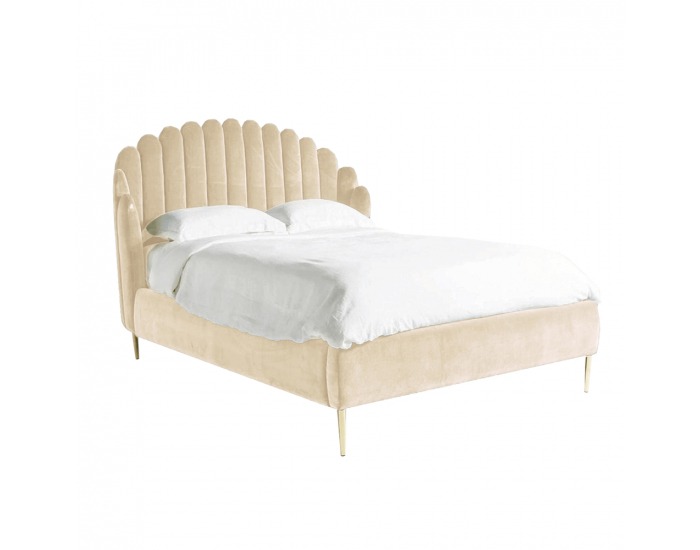 Čalúnená manželská posteľ s roštom Kadosa 140x200 cm - béžová / zlatá