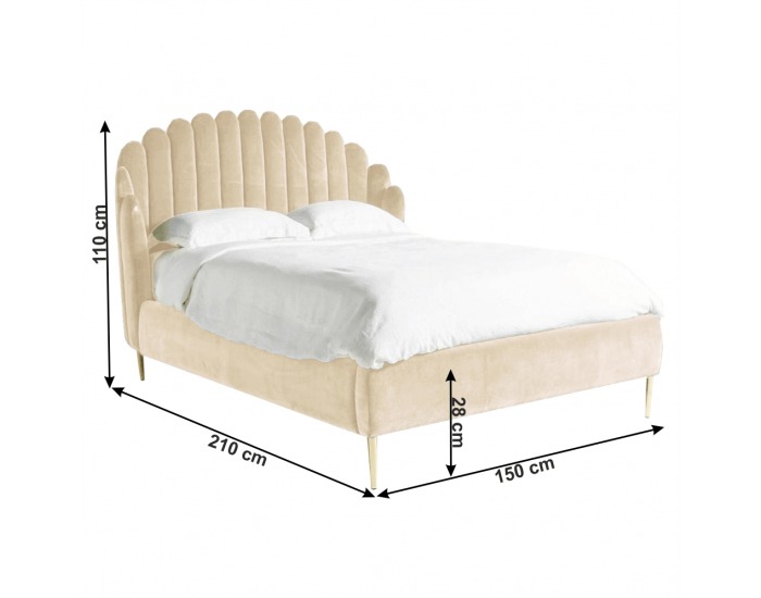 Čalúnená manželská posteľ s roštom Kadosa 140x200 cm - béžová / zlatá