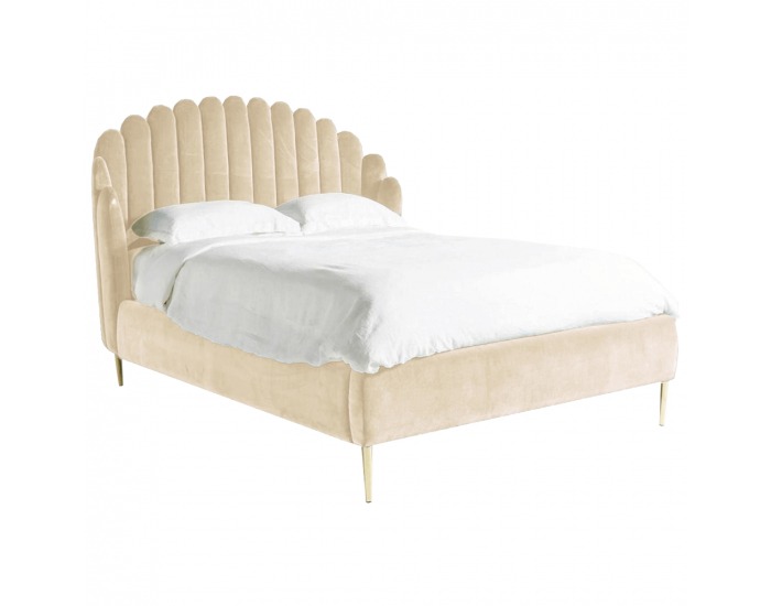 Čalúnená manželská posteľ s roštom Kadosa 180x200 cm - béžová / zlatá