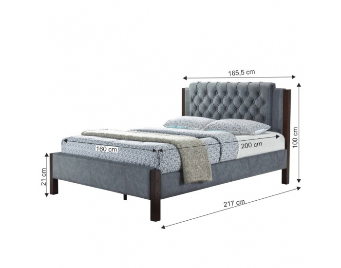 Čalúnená manželská posteľ s roštom Karola 160 160x200 cm - sivá