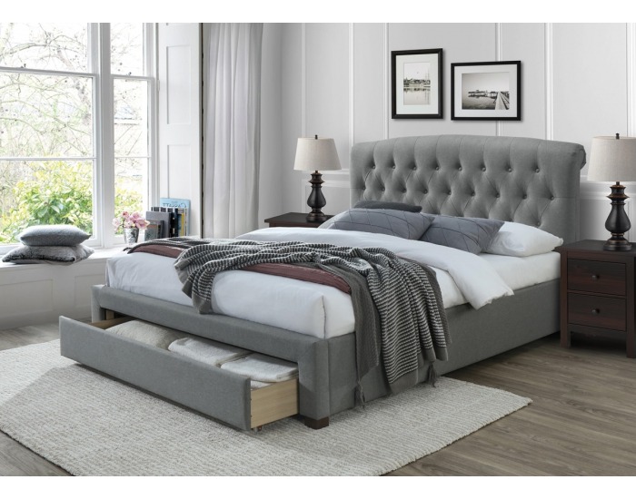 Čalúnená manželská posteľ s úložným priestorom Avanti 160 - sivá